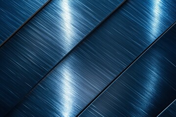 Wall Mural - Abstract Diagonal Pattern of Brushed Metallic Blue Surfaces