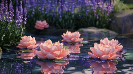 Sticker - Water Lilies in Bloom