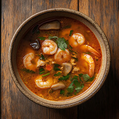 Tom Yum Kung Thai food The taste is mellow, sour, spicy, and salty.