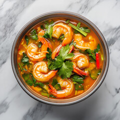 Tom Yum Kung Thai food The taste is mellow, sour, spicy, and salty.