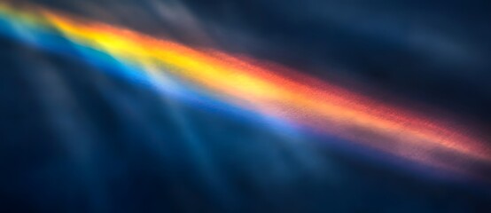 Abstract Rainbow Light Beam on Dark Blue Background