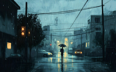 Gloomy Rainy Day Illustration  