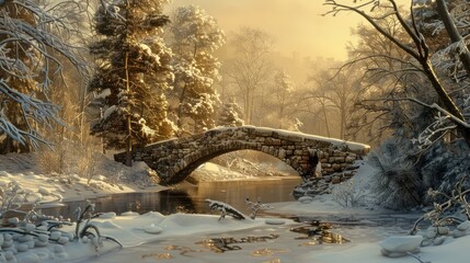 Wall Mural - Winter Wonderland Bridge