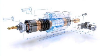 Poster - Exploded View of Electric Motor Components and Design