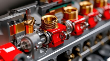 Poster - Precision Engine Components in Detailed Close-Up