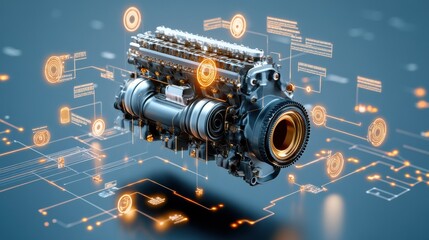 Poster - Advanced Engine with Digital Interface Visualization