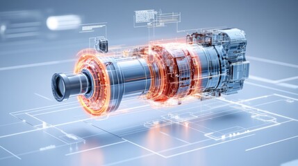 Poster - Futuristic Engine Technology and Digital Design Concept