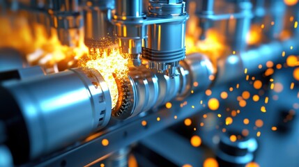 Poster - Industrial Machinery with Sparks and Metal Components