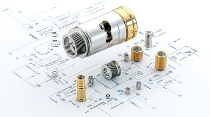 Poster - Detailed View of Metallic Mechanical Components