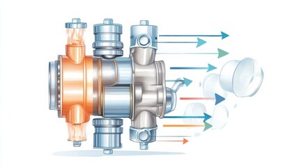 Poster - Engine Component with Airflow and Valve Mechanism Design