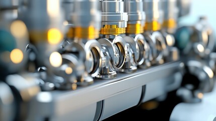 Poster - Close-up View of Industrial Engine Components