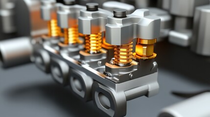 Poster - Mechanical Components of an Engine Close-Up View