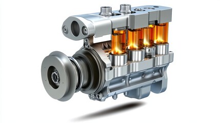 Poster - High-Detail Illustration of Engine Components