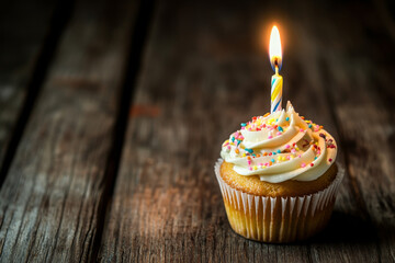 Festive Cupcake on Table Perfect for Birthday Invitations