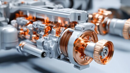 Poster - Detailed Mechanical Engine Component with Metallic Finish