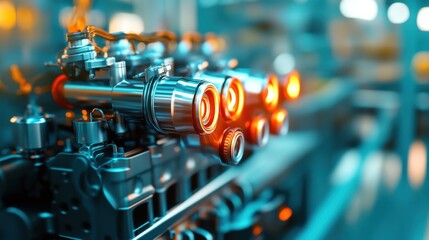 Poster - Industrial Machine Close-Up with Bright Lighting Effects