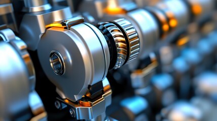 Poster - Close-up of Industrial Mechanical Components and Gears