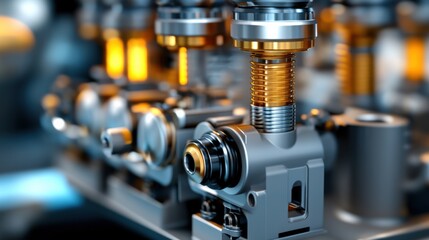 Poster - Close-Up of Precision Engine Components and Mechanics