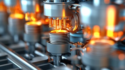 Poster - Advanced Engine Technology with Glowing Components