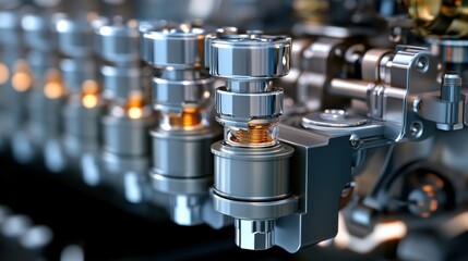 Poster - Close-Up of Engine Components in Automotive Industry