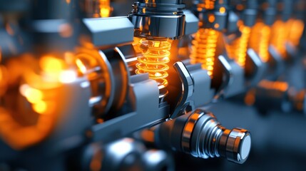Poster - Industrial Engine Close-Up with Vibrant Details