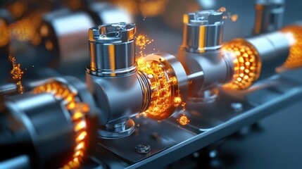 Poster - Industrial Machinery with Spark Effects