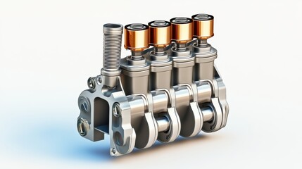 Poster - Engine Component with Valves and Crankshaft Design