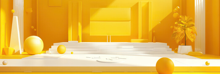 Wall Mural - Lively Quiz Show Canvas in Sunny Yellow