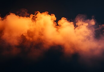 Orange Smoke Cloud On Black Background