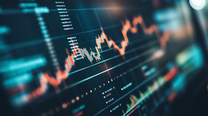 Poster - visual representation of stock market trends and data analysis during evening trading hours in a mod