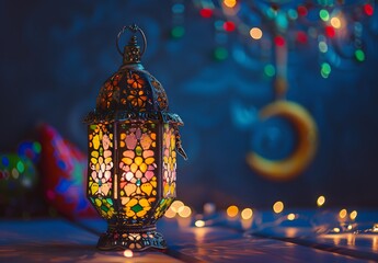 Ramadan Lantern with Colorful Lights