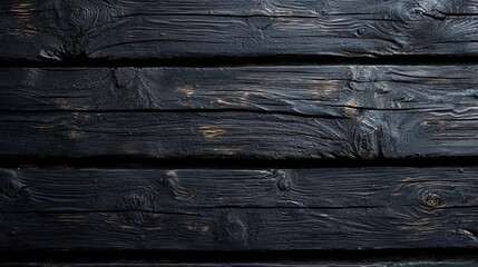 Aufkleber - The composition features dark wooden planks placed side by side, emphasizing their unique textures and patterns. The surface shows signs of weathering, adding character