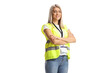 © Ljupco Smokovski - Female officer in a safety vest standing with crossed arms