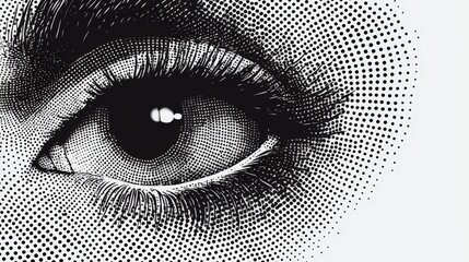Poster - The intricately designed eye features striking detail, showcasing an array of dots that create depth and texture, emphasizing artistic craftsmanship