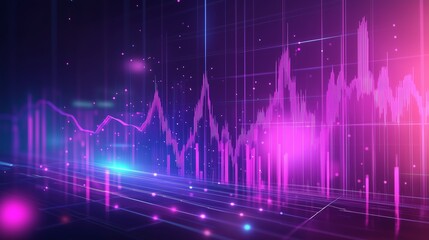 Poster - Colorful abstract data visualization showcasing dynamic chart movements and patterns in a futuristic digital environment