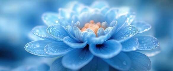 Wall Mural - mesmerizing closeup of an ethereal blue flower with delicate petals soft focus creating a dreamy botanical artwork with subtle light effects