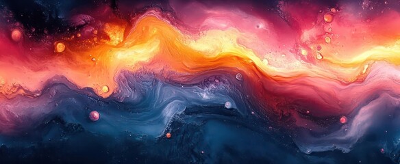 Wall Mural - mesmerizing closeup of swirling paint creating abstract art vibrant hues blend and separate in fluid motion macro detail reveals intricate patterns and textures