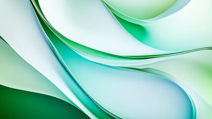 Poster - abstract white and green three dimensional shapes