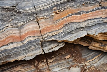 Layered Rock Formation with Visible Veins