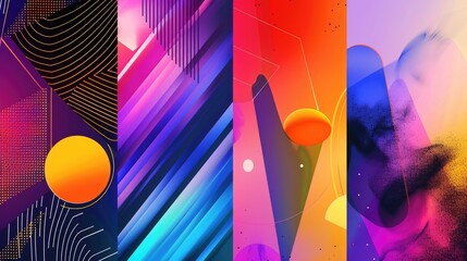 Wall Mural - Modern abstract covers set, minimal covers design. Colorful geometric background