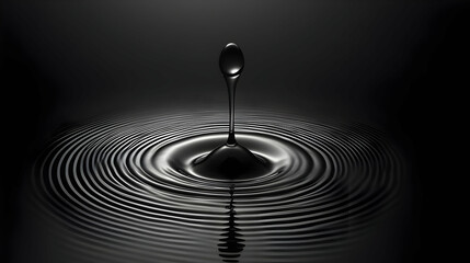 Wall Mural - Water Drop Falling and Creating Ripples - Abstract Liquid Art Photography