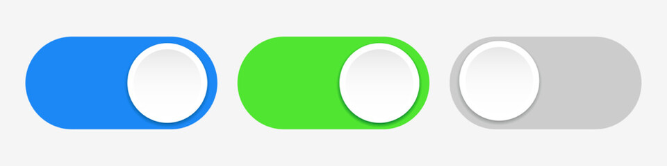Aufkleber - three vector on and off buttons. realistic on and off sliders. buttons on isolated background for yo