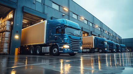 Semi Trucks Loading at a Warehouse  Delivery  Logistics  Cargo  Transportation