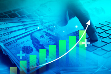 financial and business management , profit and income rising graph