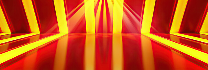 Wall Mural - Vibrant Game Show Backdrop: Red and Yellow Stripes