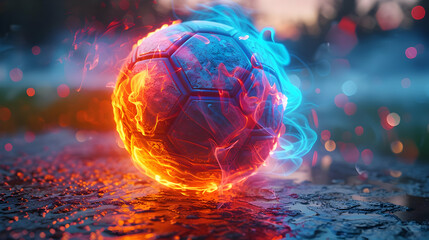 Wall Mural - Fiery Soccer Ball 3D Illustration