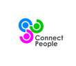 © Vector Tradition - Connect people together icon representing connectivity and unity. Vector emblem featuring interlinked circular shapes in blue, green and pink, symbolizes teamwork, collaboration, union, cooperation