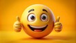 © artisttop - 3d yellow emoji is showing a thumbs up gesture, conveying positivity and approval on a vibrant yellow background