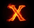© twinklewin labs - Letter X in fire effect on a dark background, fiery text