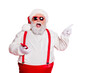 © deagreez - Advert ad laugh choose discount shopping choice people concept. Photo of amazed astonished tell you interesting information hipster modern santa demonstrating copy space isolated vivid background